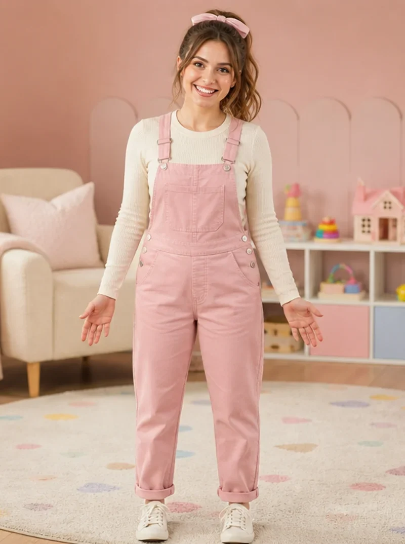 Mia with her arms open in the playroom